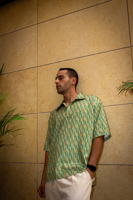 Linen-Patterned Polo Shirt