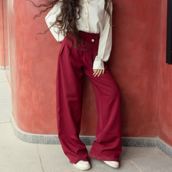 Maroon Pleated Trouser